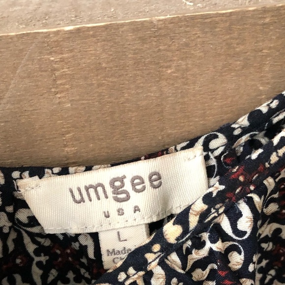 Umgee|Boho crotchet cold shoulder flowy dress in black & tan tones••Beachy LARGE - Picture 9 of 12